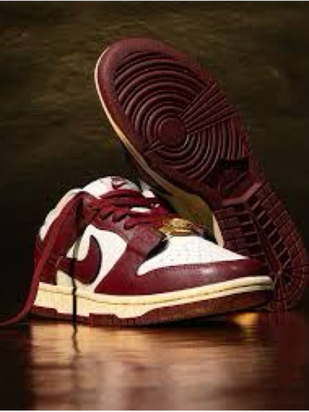 Nike Dunk Low Burgundy and Cream Lace-Up Sneakers